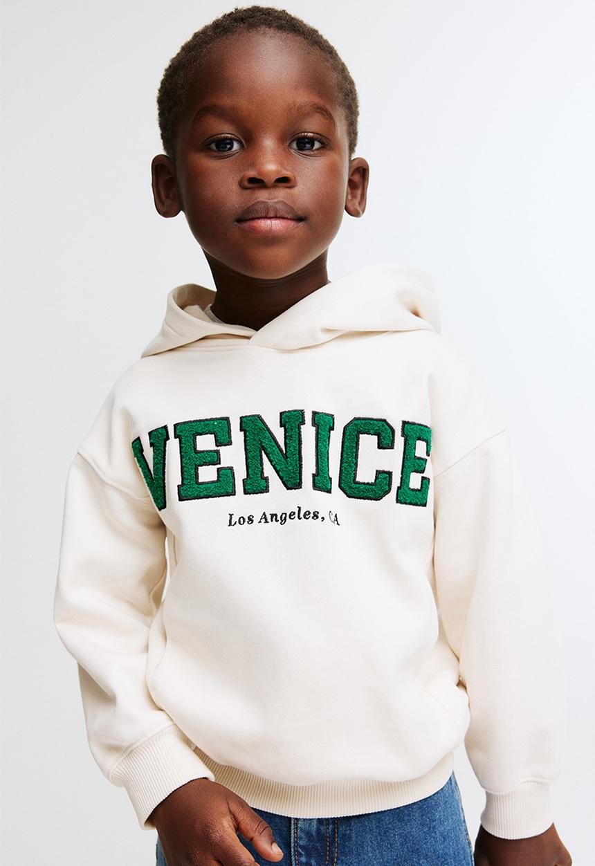 H&M - Embroidery-detail hoodie - cream/venice