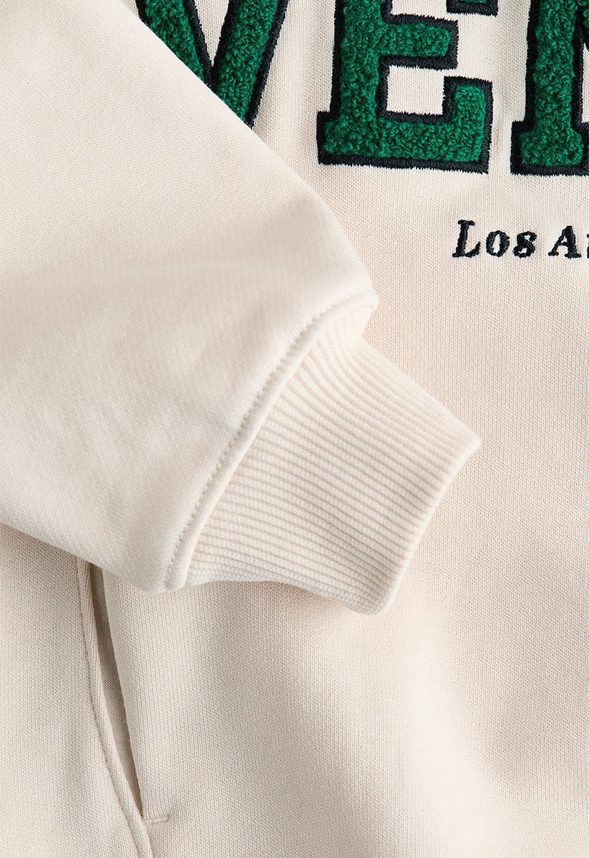 H&M - Embroidery-detail hoodie - cream/venice