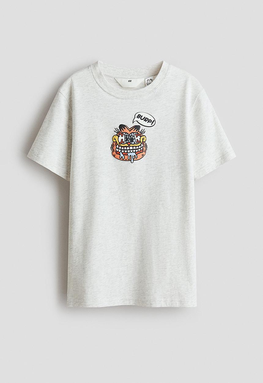 H&M - Printed t-shirt - light grey marl/garfield