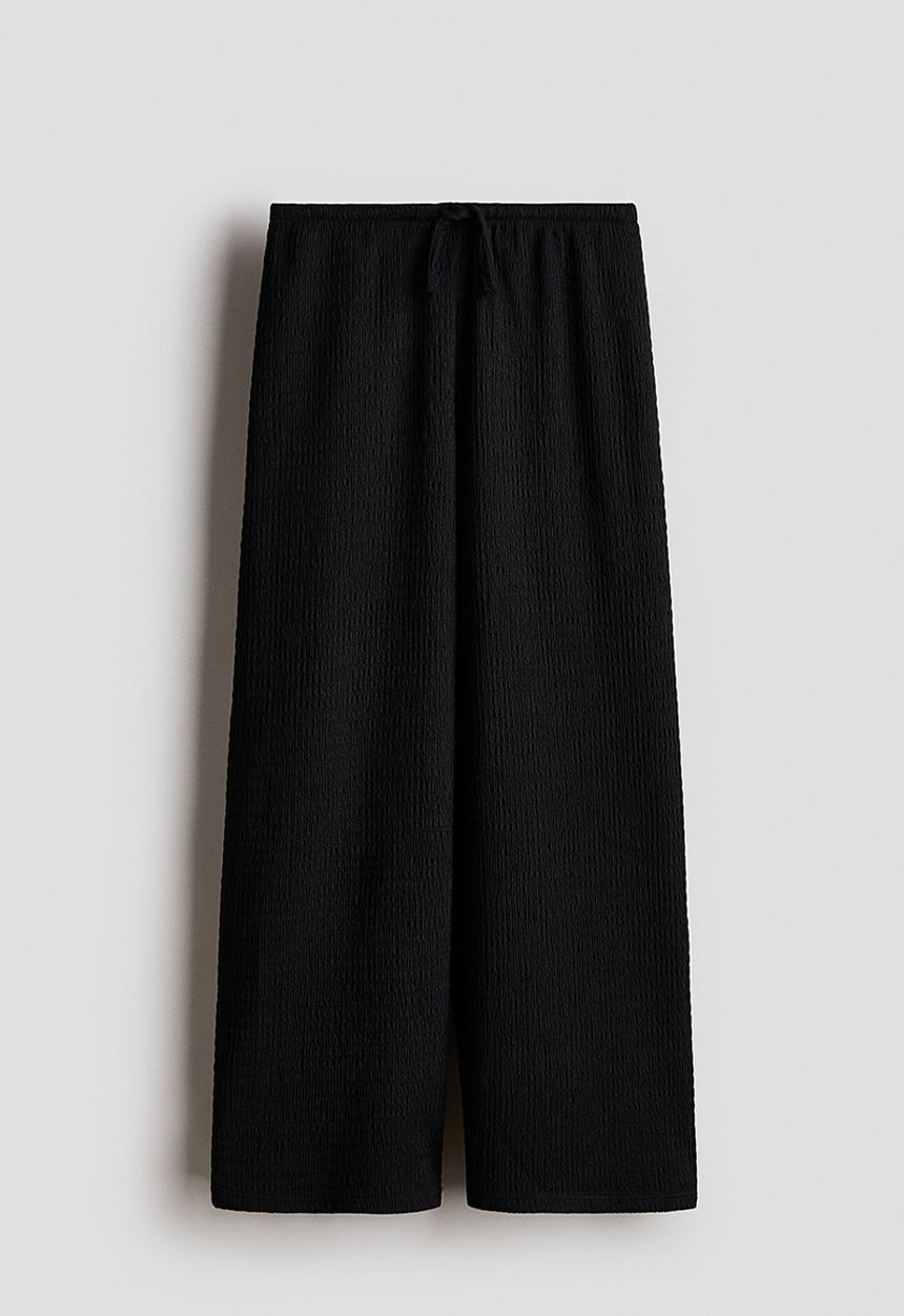 H&M - Crinkled jersey trousers - black