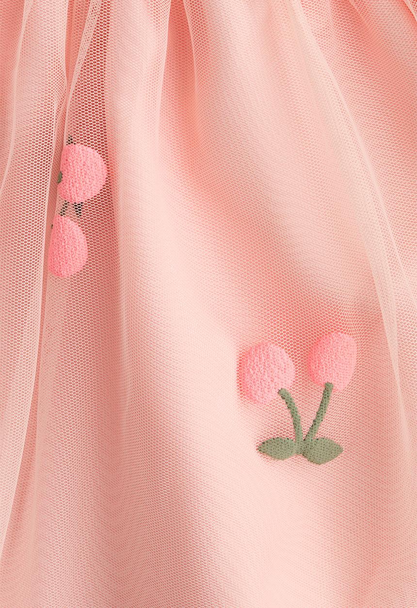 H&M - Printed tulle dress - light pink/cherries