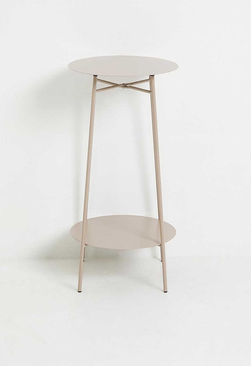 H&S - Tall iron side table - taupe