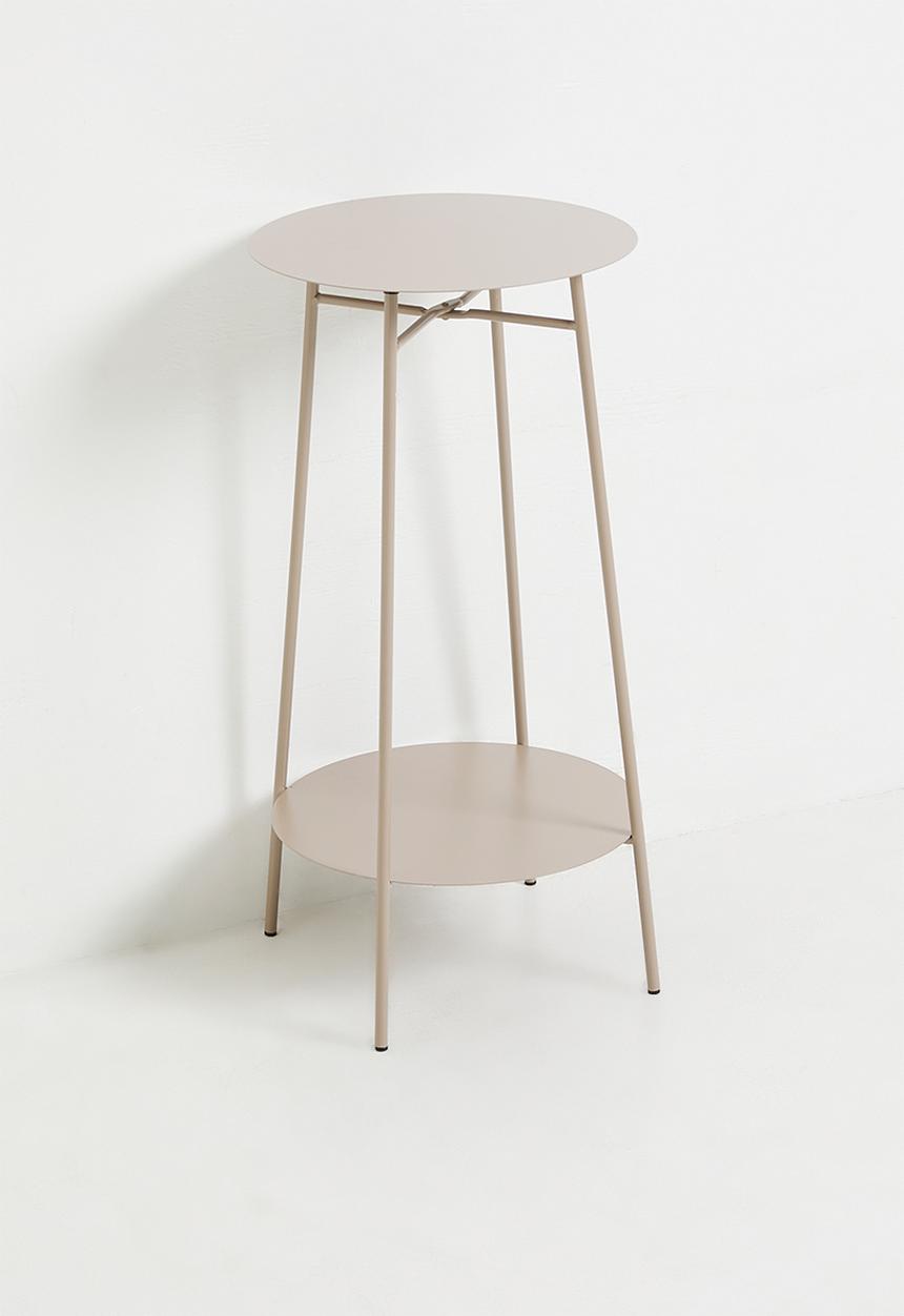 H&S - Tall iron side table - taupe