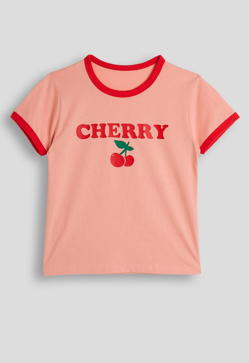 Pop Candy - Cherry slogan tee - pink/red