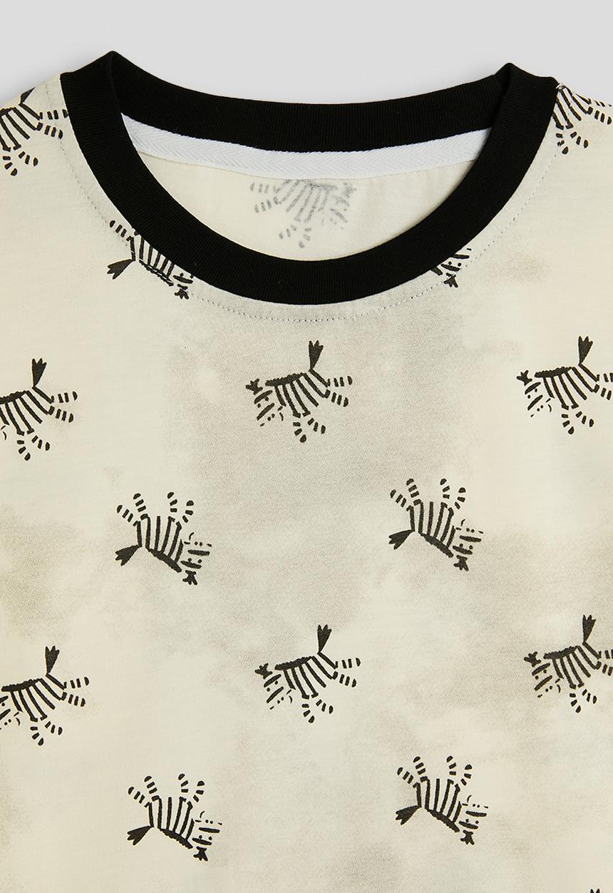 Pop Candy - Zebra aop tee - distressed ivory