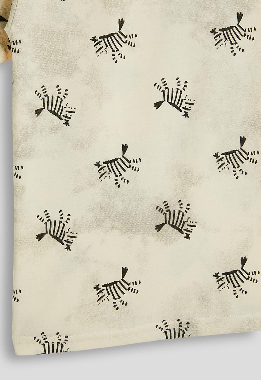 Pop Candy - Zebra aop tee - distressed ivory