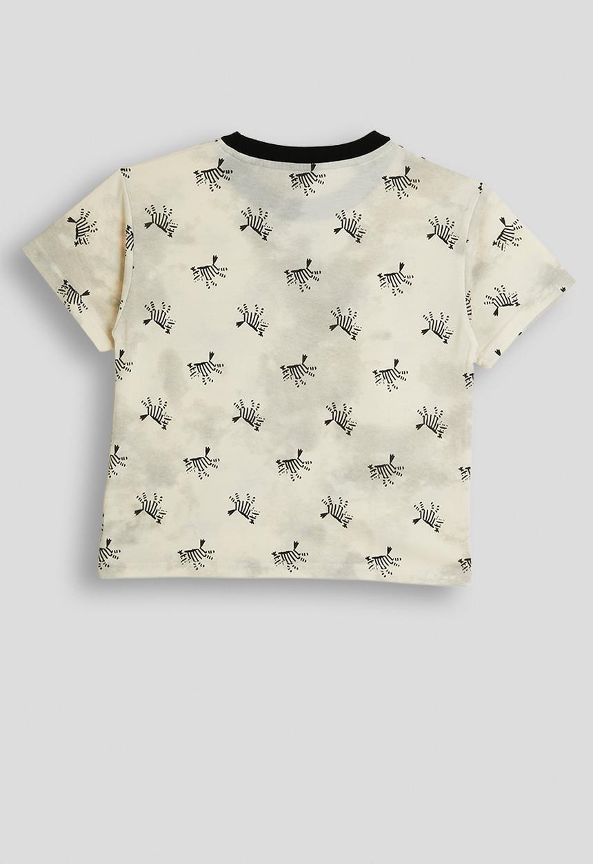 Pop Candy - Zebra aop tee - distressed ivory