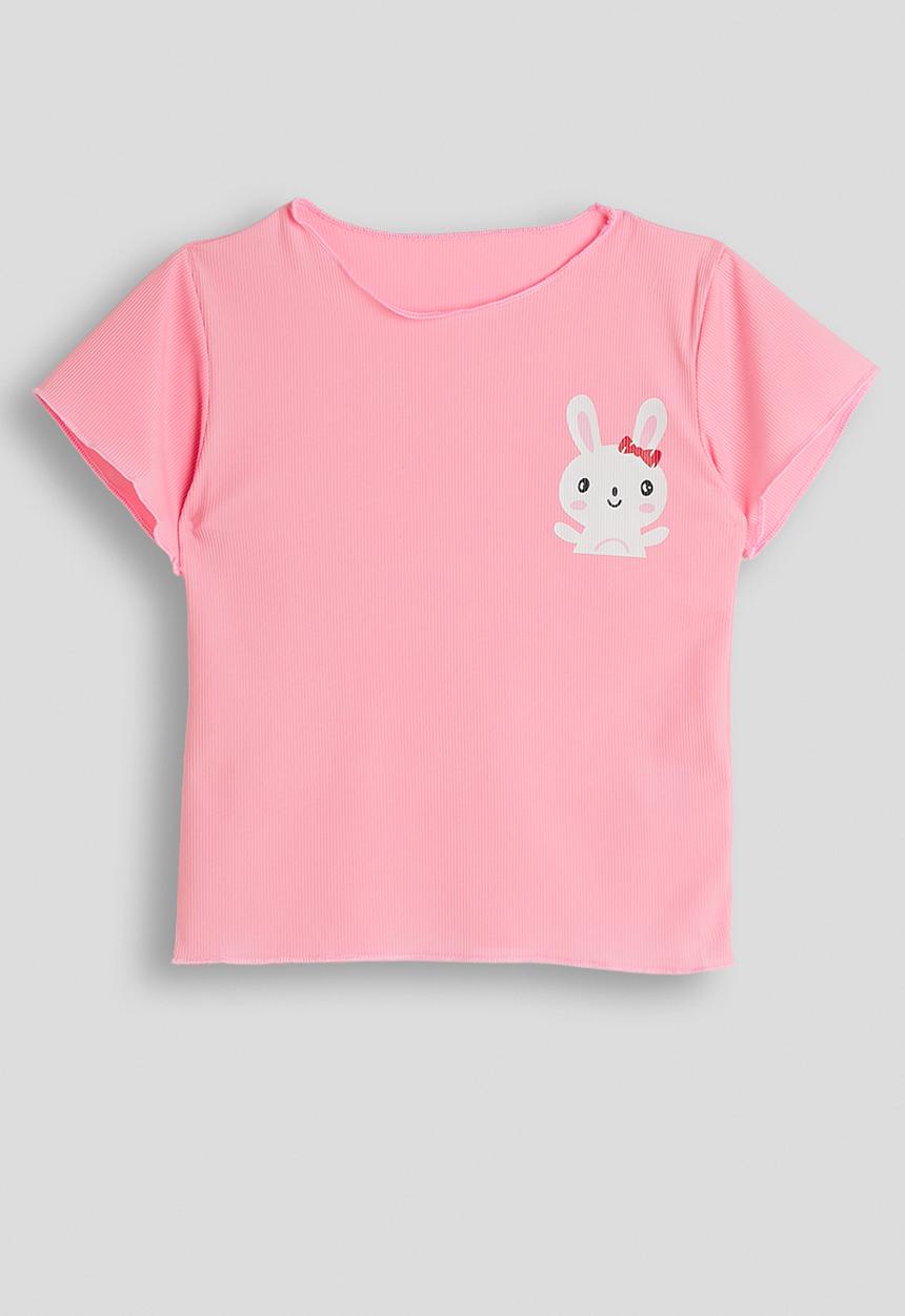 Pop Candy - Narrow rib tee - pink/bunny