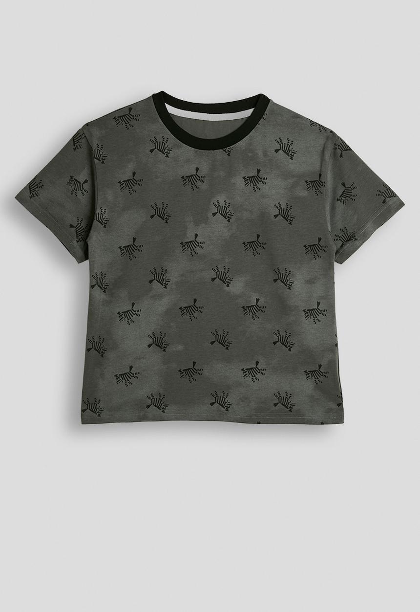 Pop Candy - Zebra aop tee - distressed charcoal