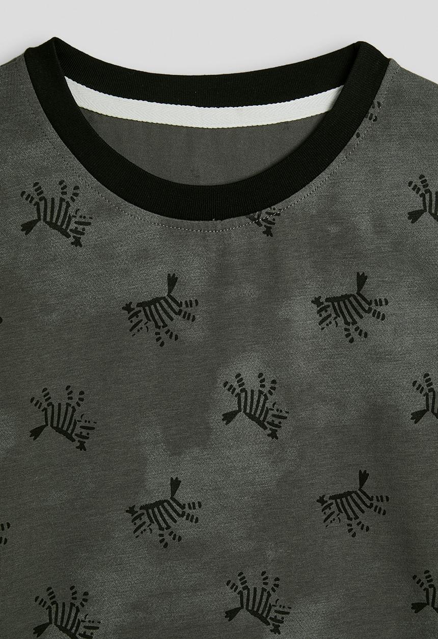 Pop Candy - Zebra aop tee - distressed charcoal