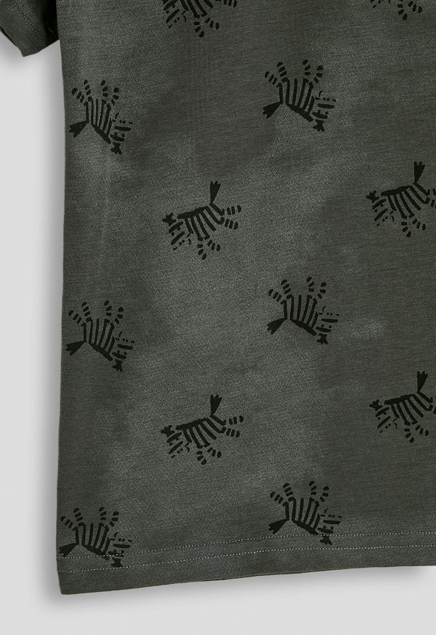 Pop Candy - Zebra aop tee - distressed charcoal