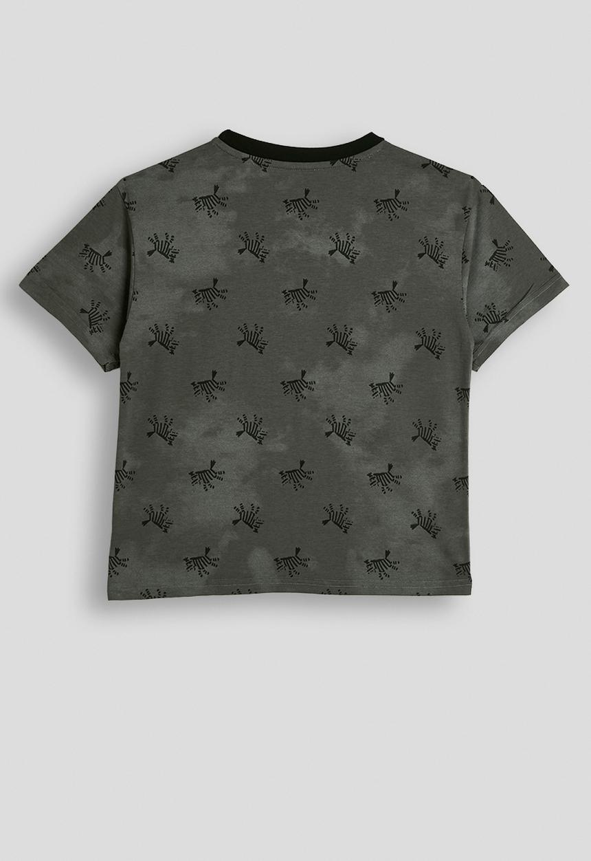 Pop Candy - Zebra aop tee - distressed charcoal