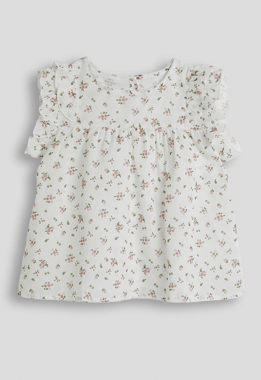 Pop Candy - Frilled sleeve cotton blouse - white/floral aop