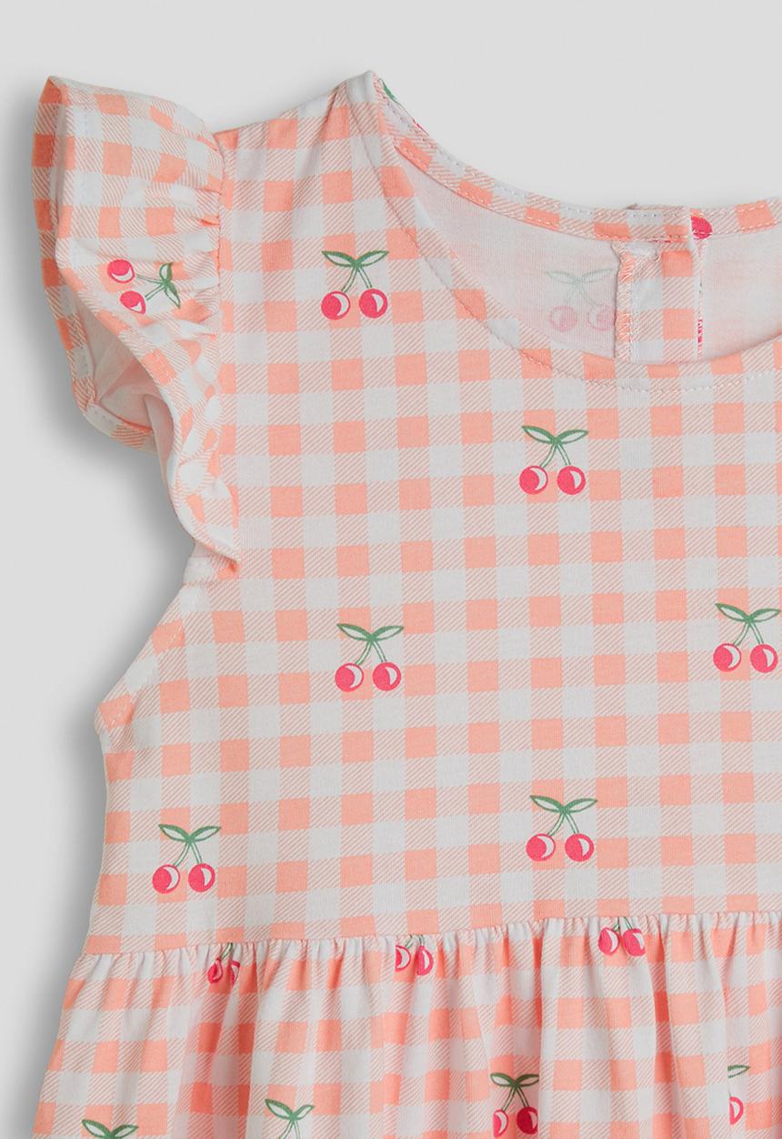 Pop Candy - Cherry aop skater dress - pink gingham