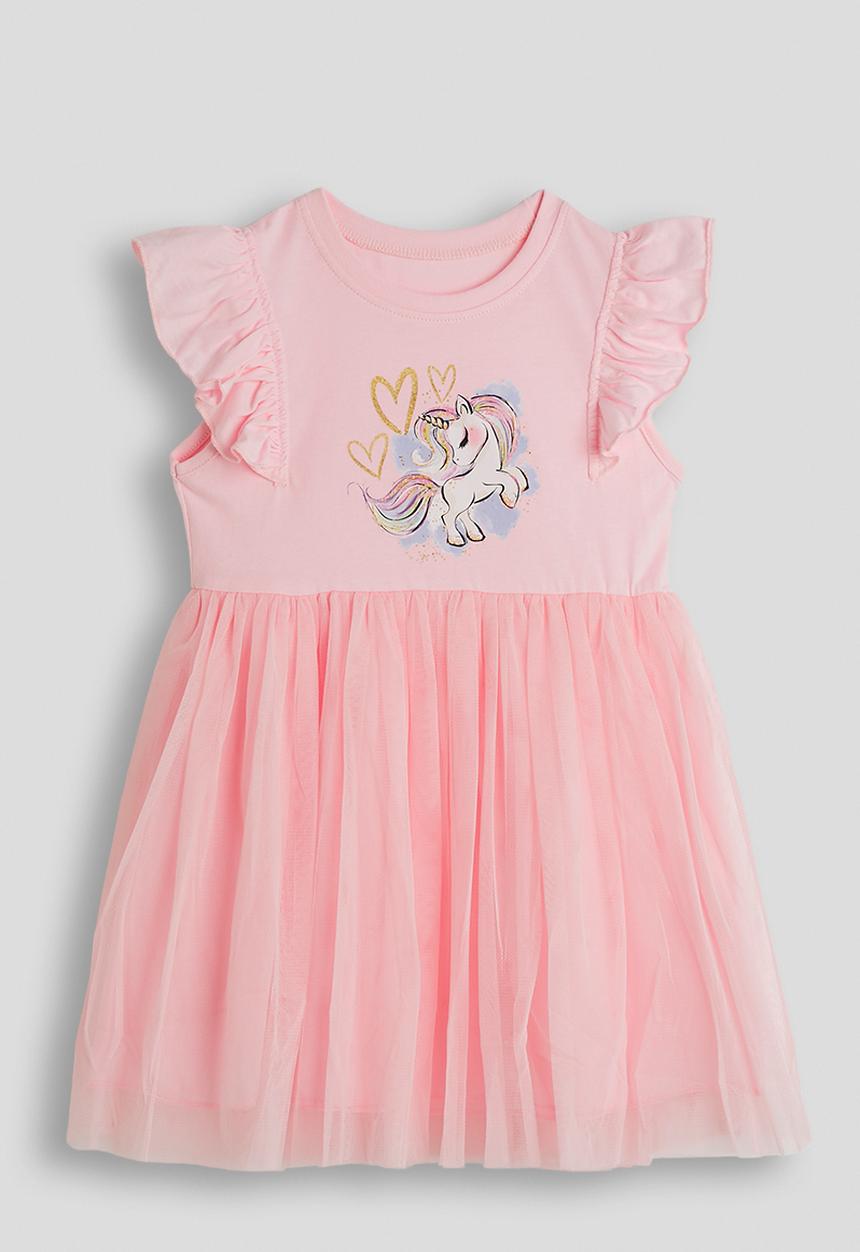 Pop Candy - Unicorn graphic tee dress with tulle skirt - pink