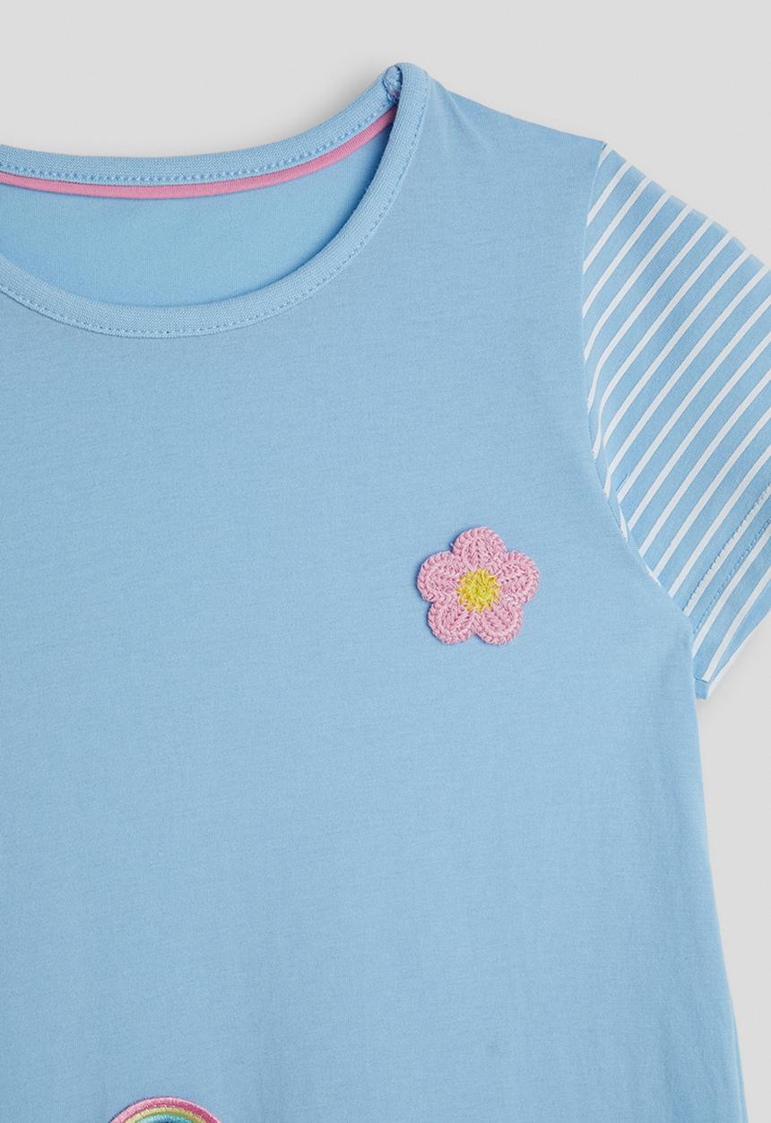 Pop Candy - Scattered applique t-shirt dress - blue