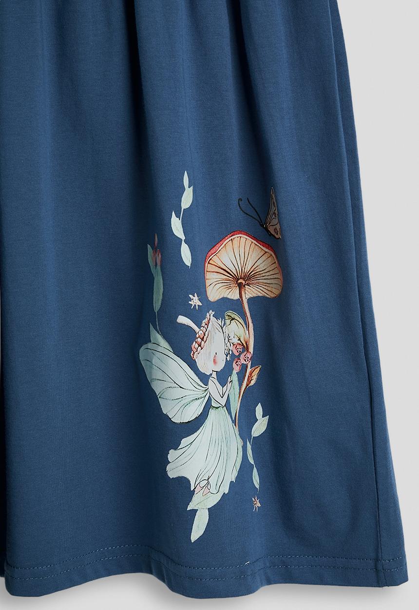Pop Candy - Striped skater dress with fairy graphic - blue