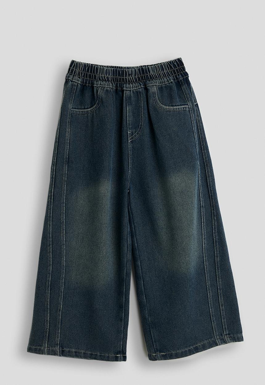 Pop Candy - Double side seam extra wide leg jeans - dark blue