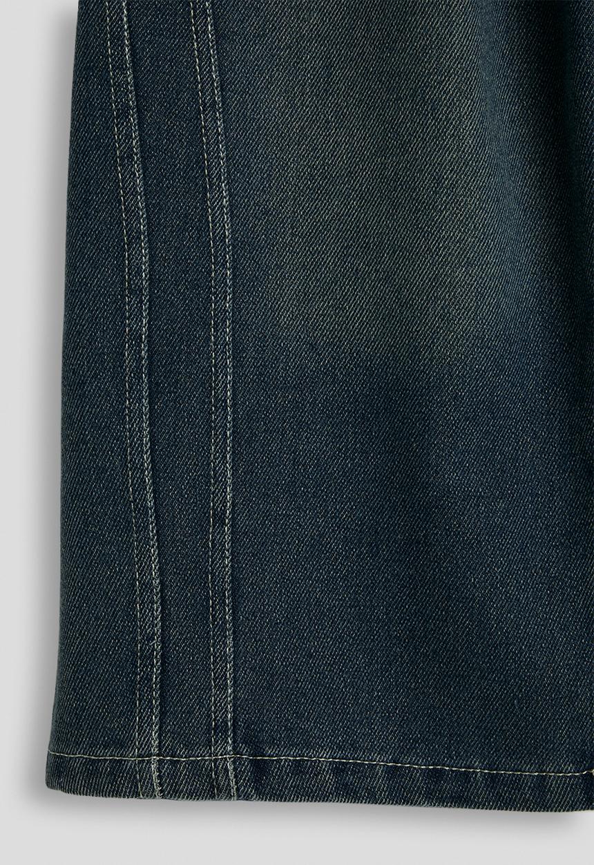 Pop Candy - Double side seam extra wide leg jeans - dark blue