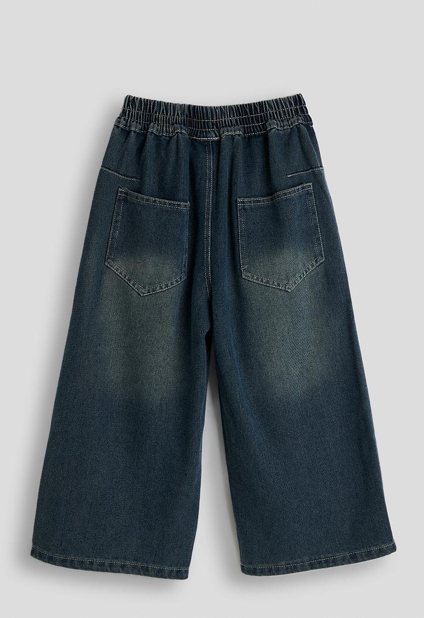 Pop Candy - Double side seam extra wide leg jeans - dark blue