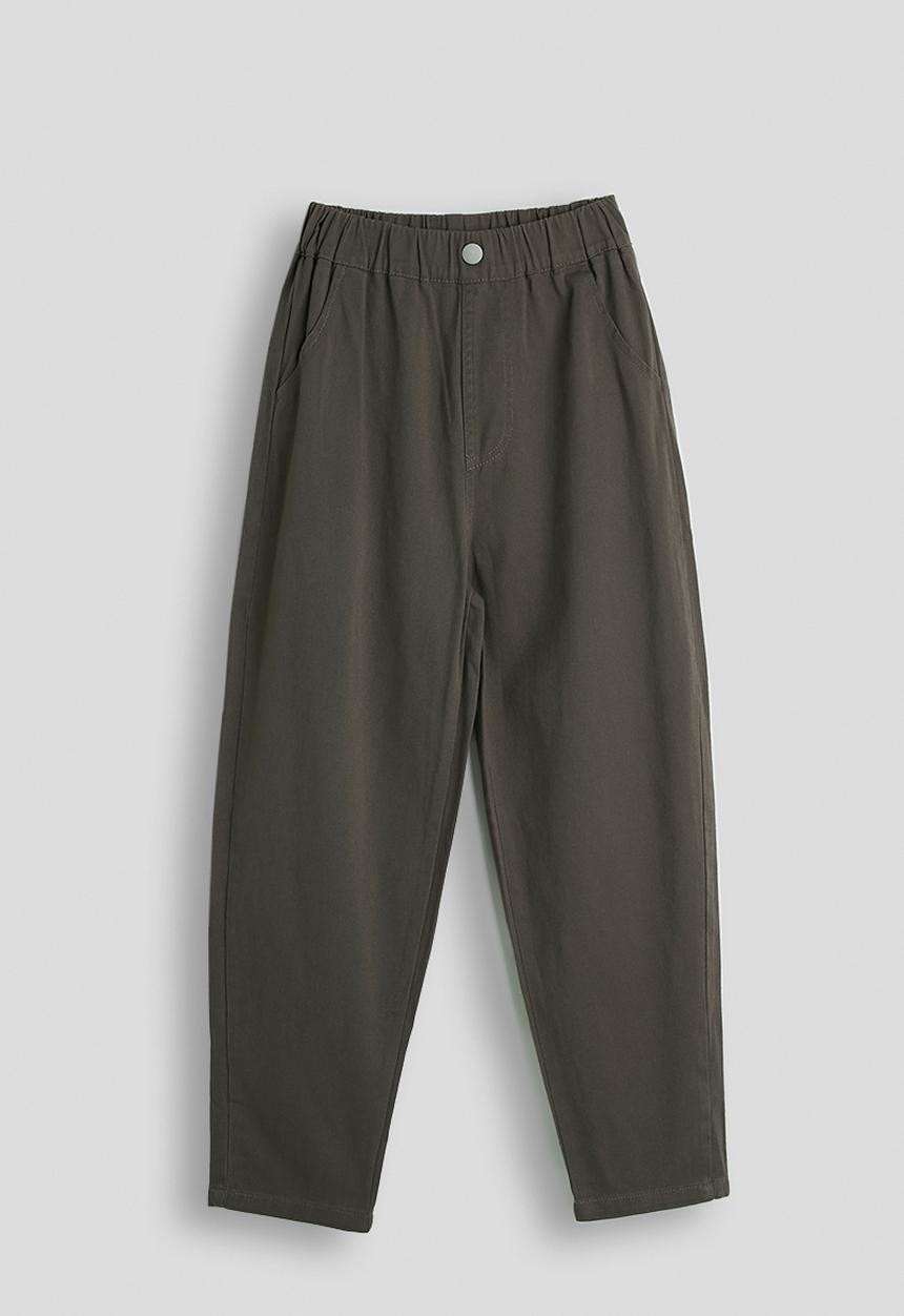 Pop Candy - Carrot leg trousers - muddy brown