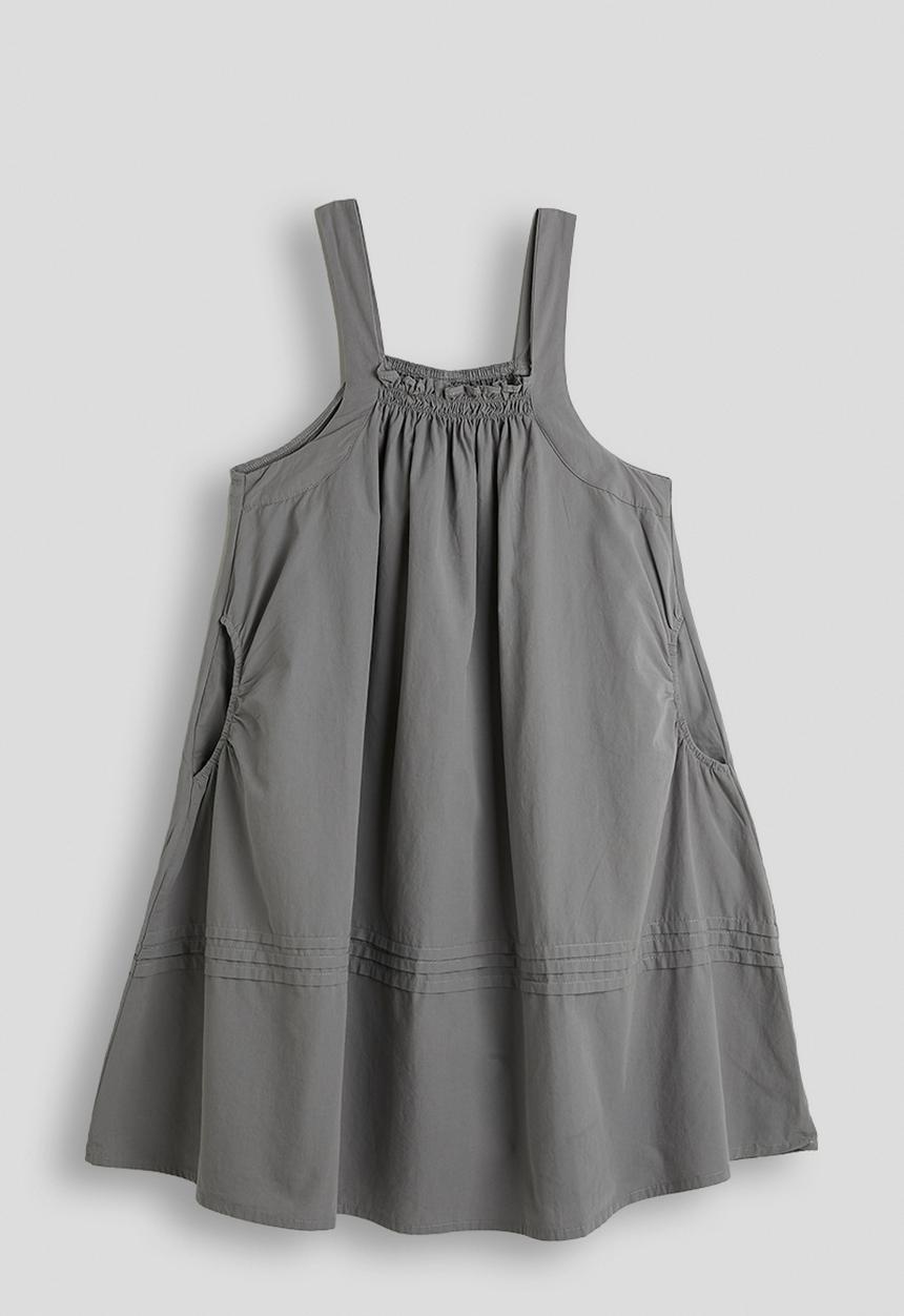 Pop Candy - Gathered square neckline dress - dark grey