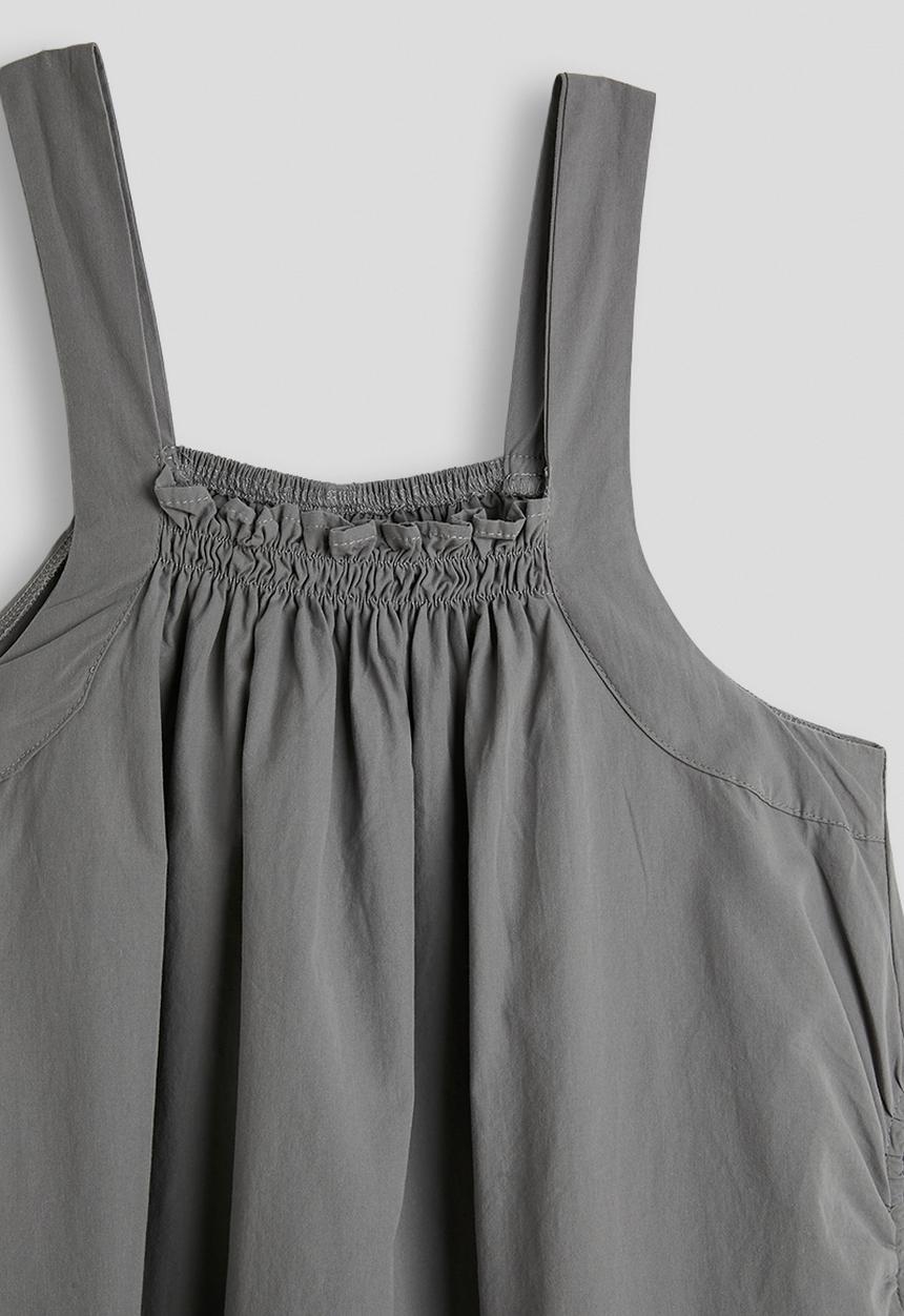 Pop Candy - Gathered square neckline dress - dark grey