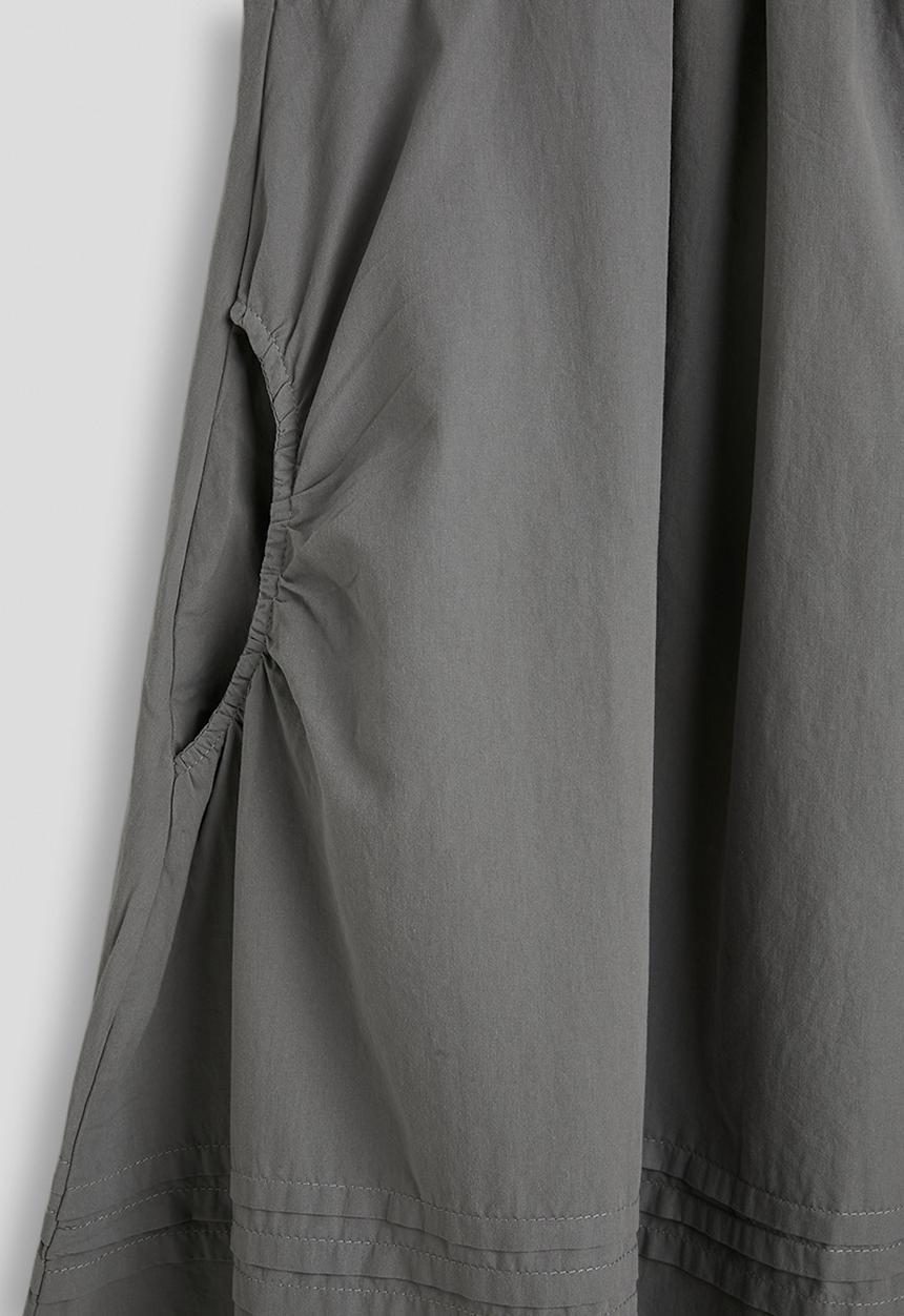 Pop Candy - Gathered square neckline dress - dark grey