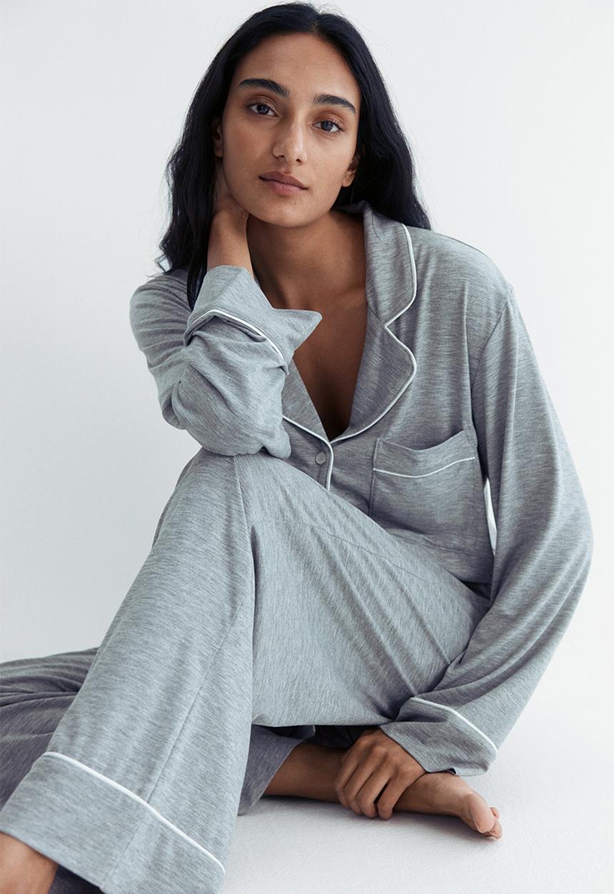H&M - Viscose-blend pyjamas - light grey marl