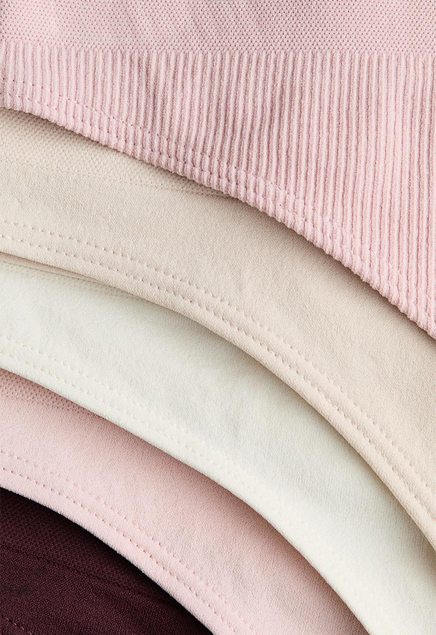 H&M - 5-Pack seamless thong briefs - light pink/burgundy