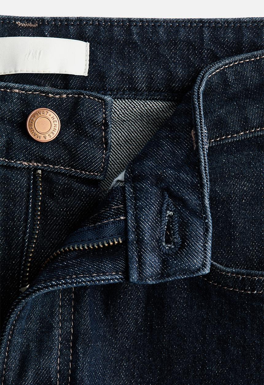 H&M - Wide high waist jeans - navy denim blue