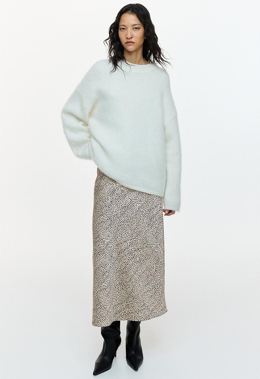H&M - Midi skirt - light beige/patterned