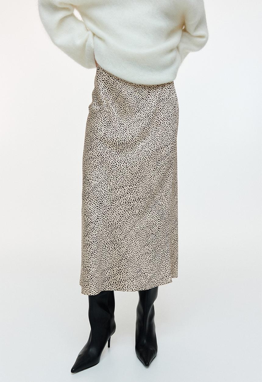 H&M - Midi skirt - light beige/patterned