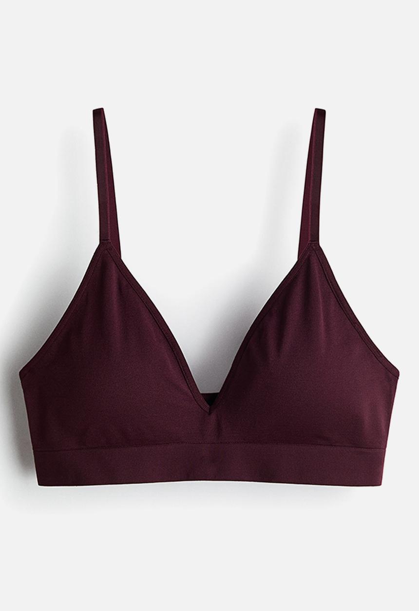 H&M - Seamless padded soft bra - burgundy
