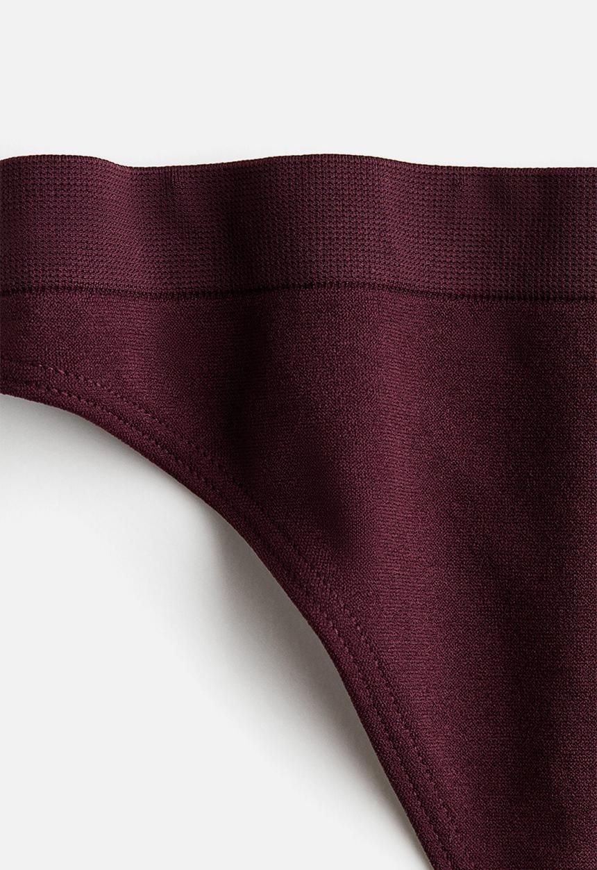 H&M - 2-Pack seamless thong briefs - burgundy