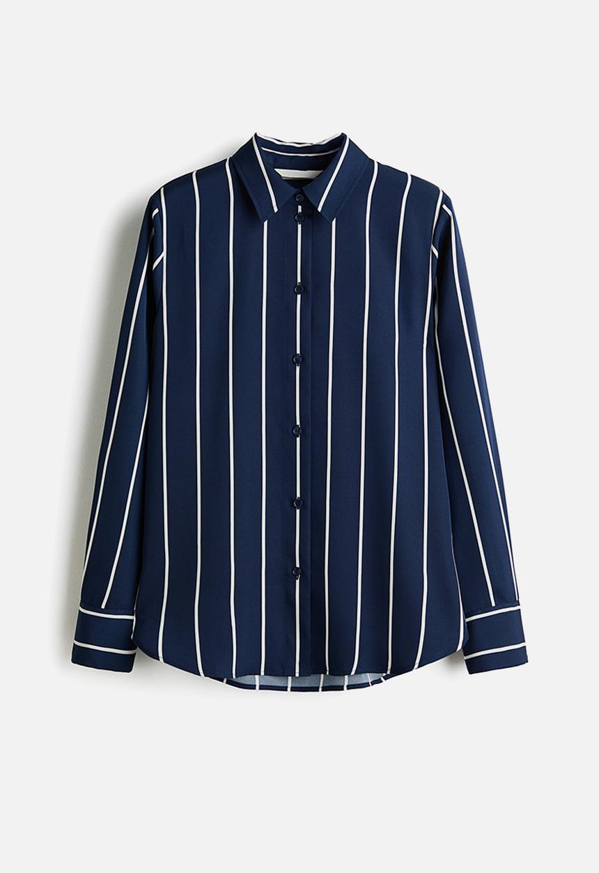 H&M - Shirt - navy blue/striped