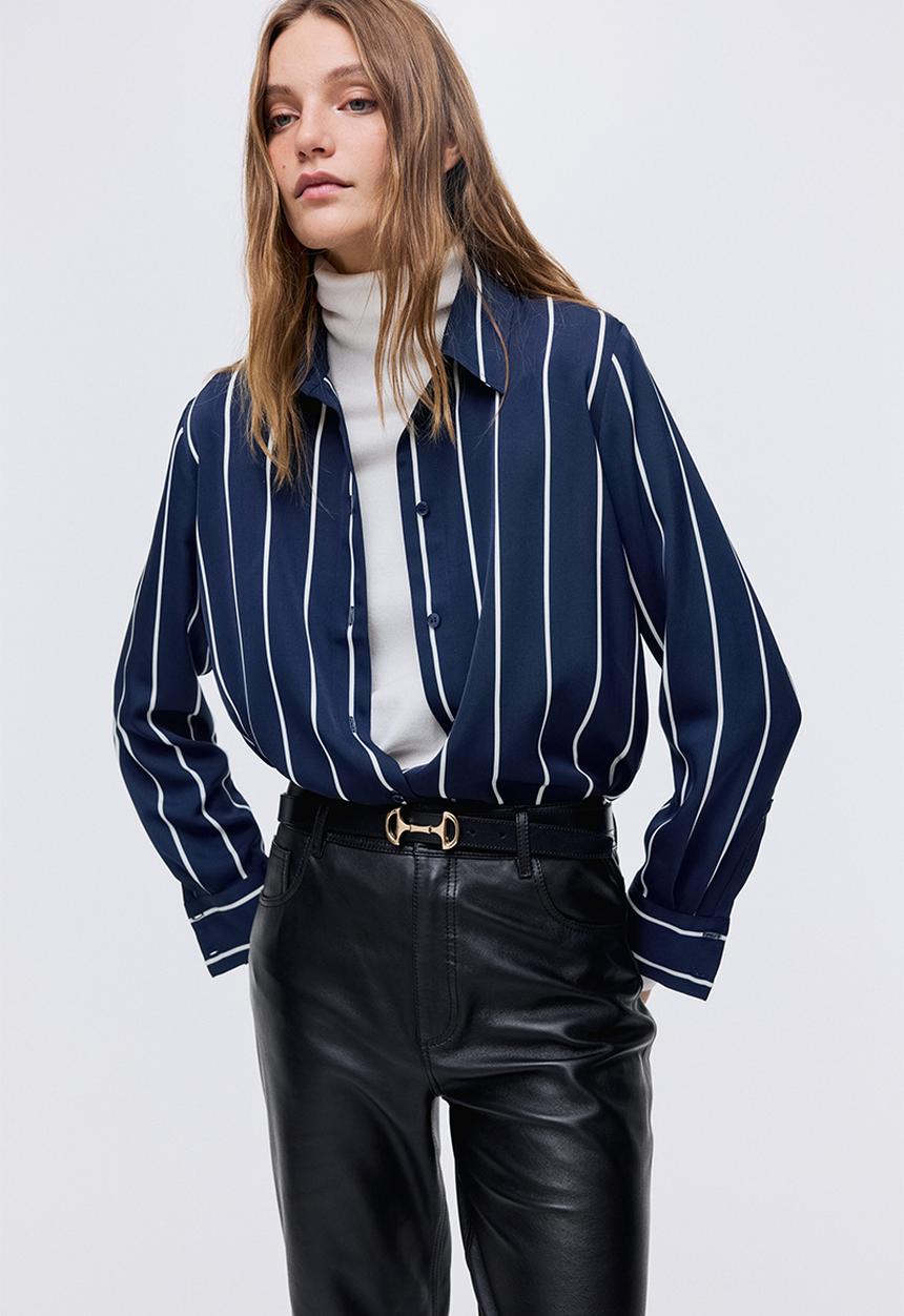 H&M - Shirt - navy blue/striped