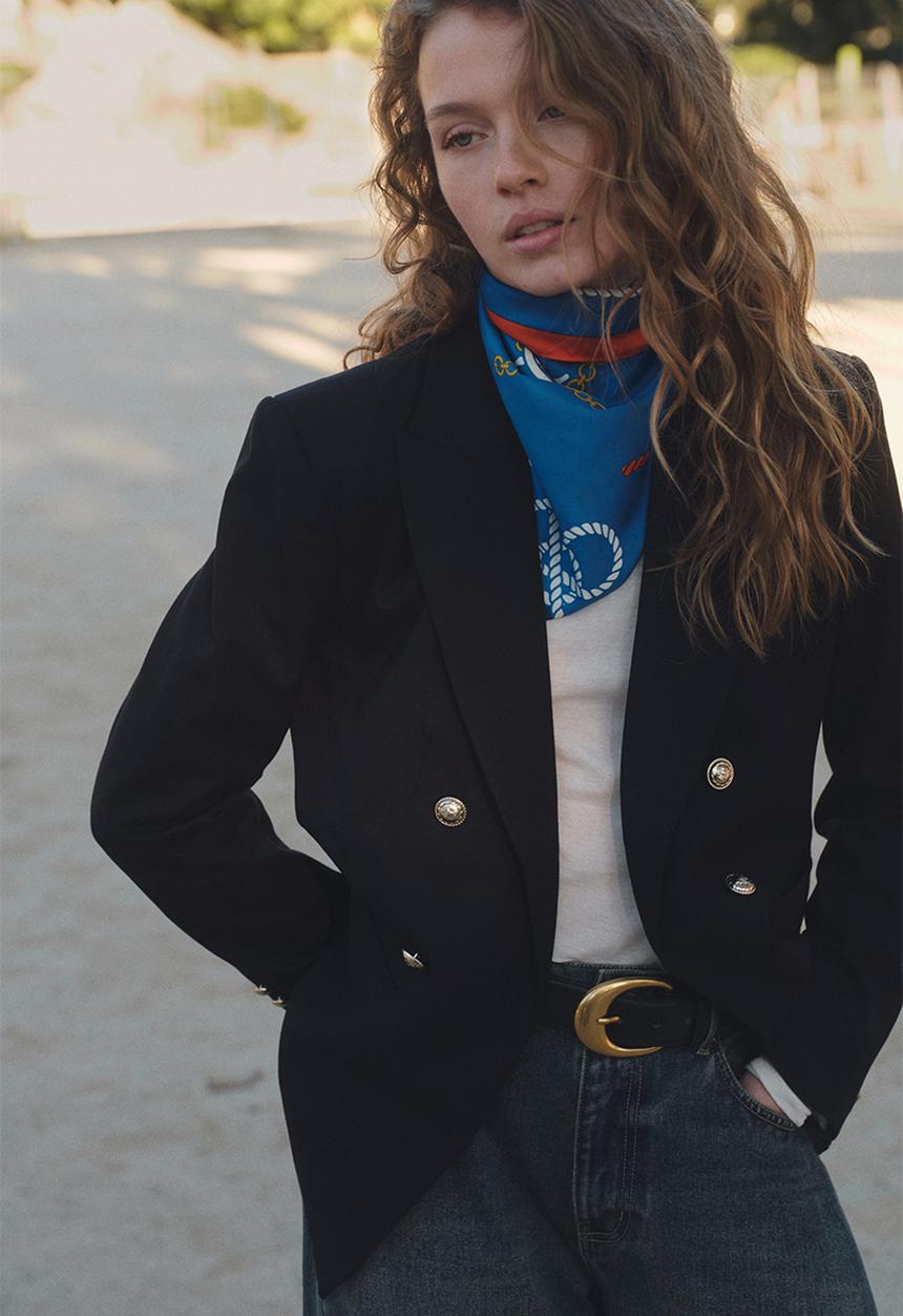 H&M - Patterned scarf - bright blue/knots