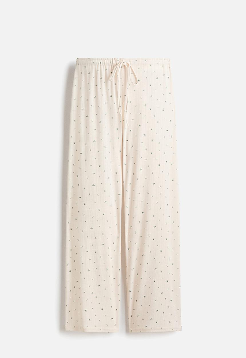 H&M - Pointelle pyjama bottoms - cream/floral