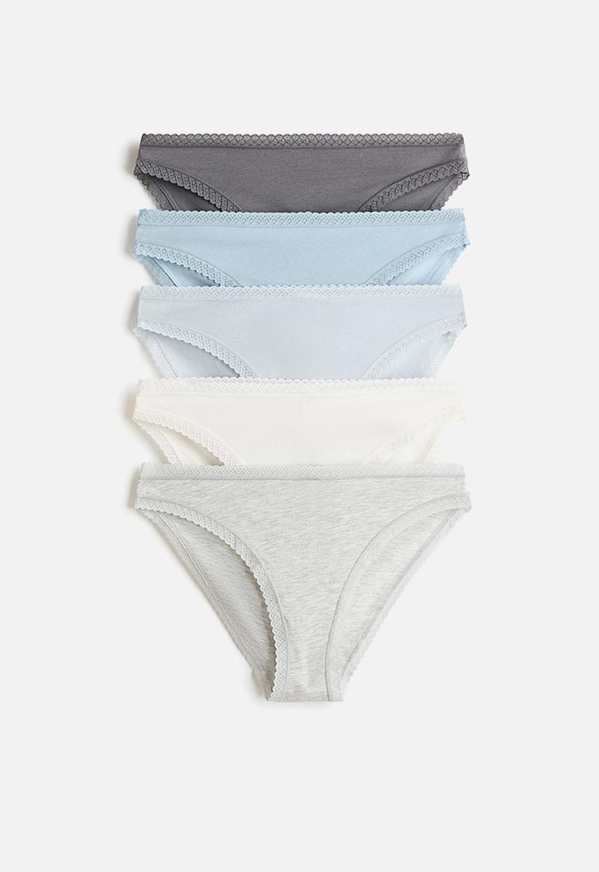 H&M - 5-pack cotton briefs - light grey marl/blue/white