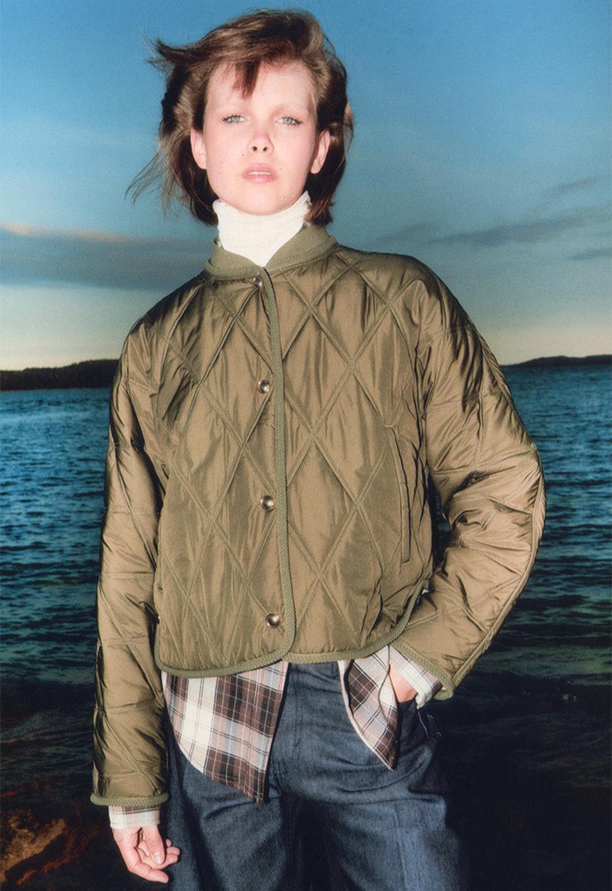 H&M - Quilted jacket - dark khaki green