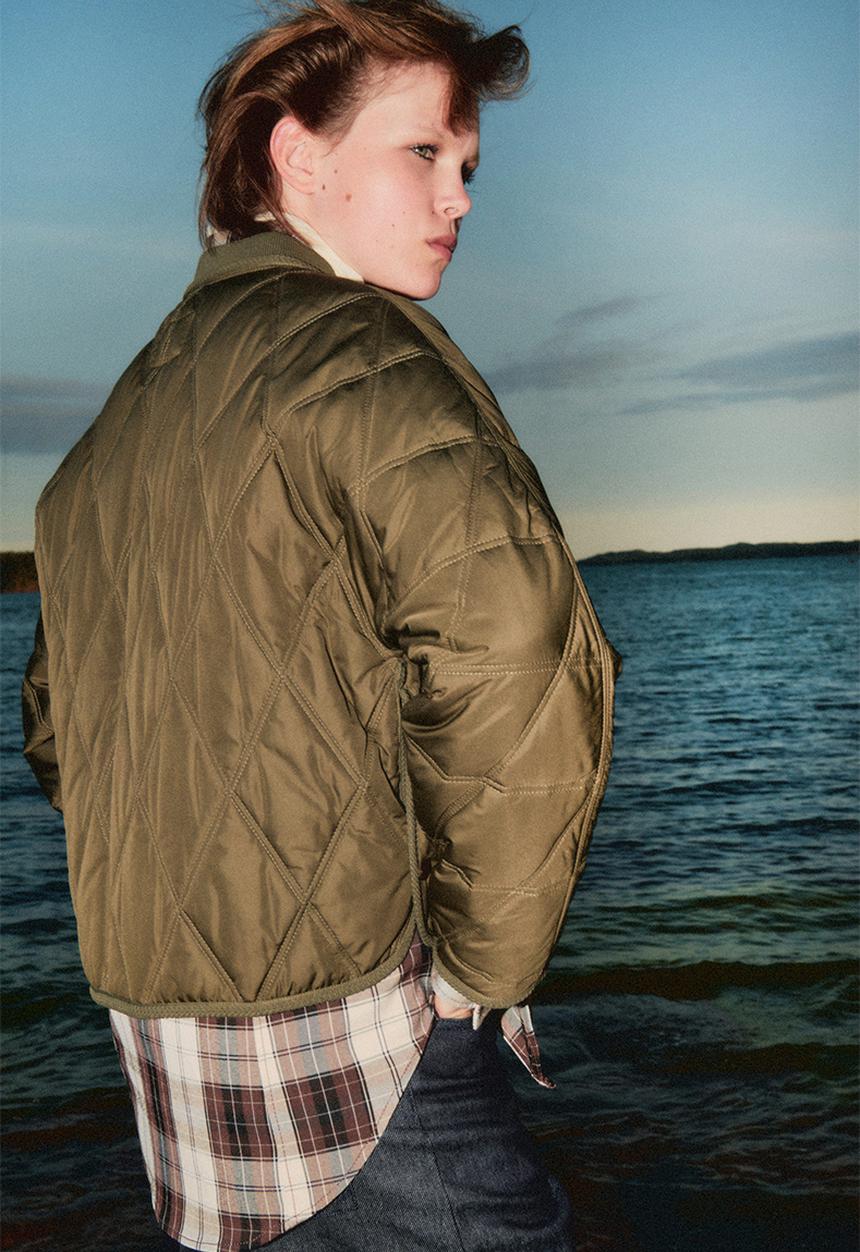 H&M - Quilted jacket - dark khaki green