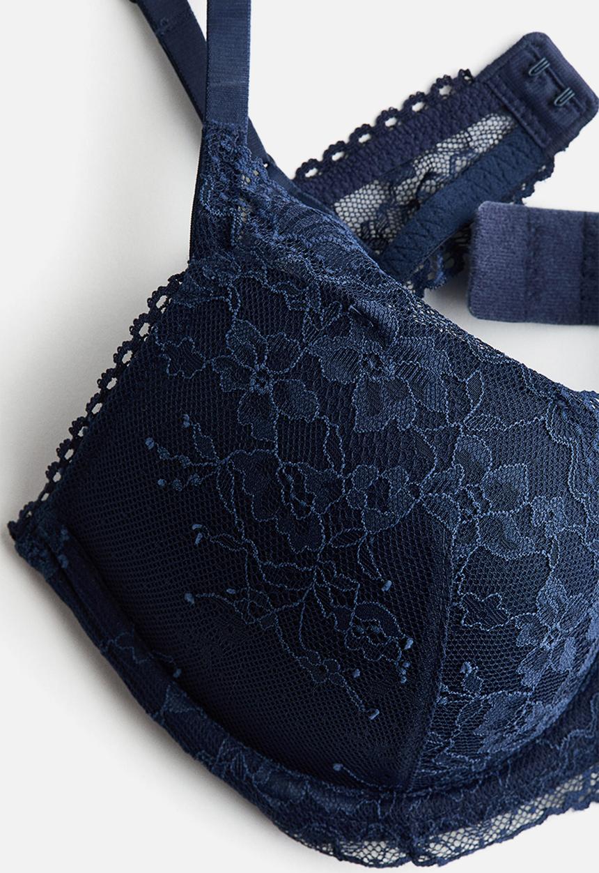 H&M - Lace push-up bra - dark blue