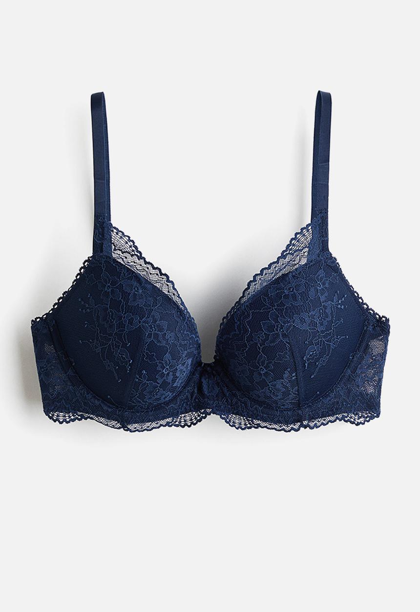 H&M - Lace push-up bra - dark blue