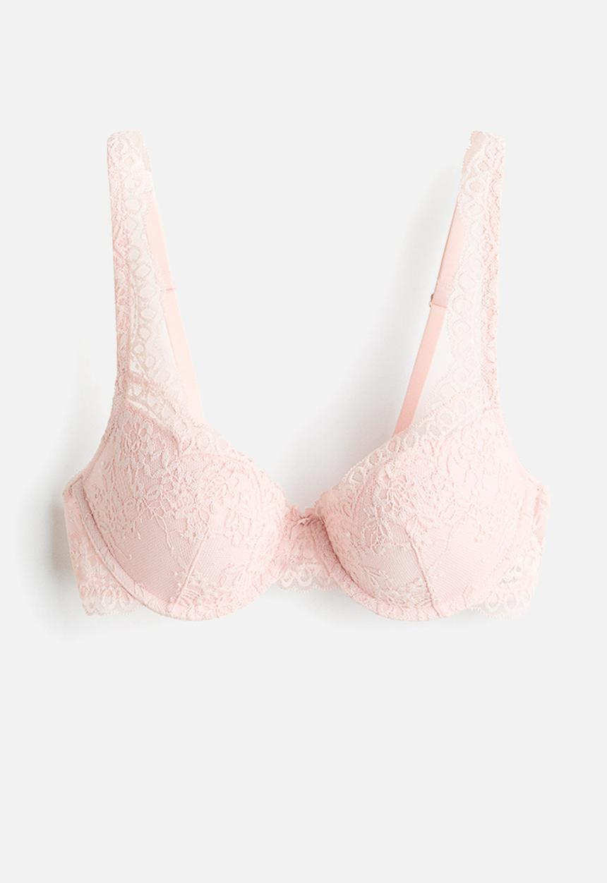 H&M - Lace push-up bra - light pink