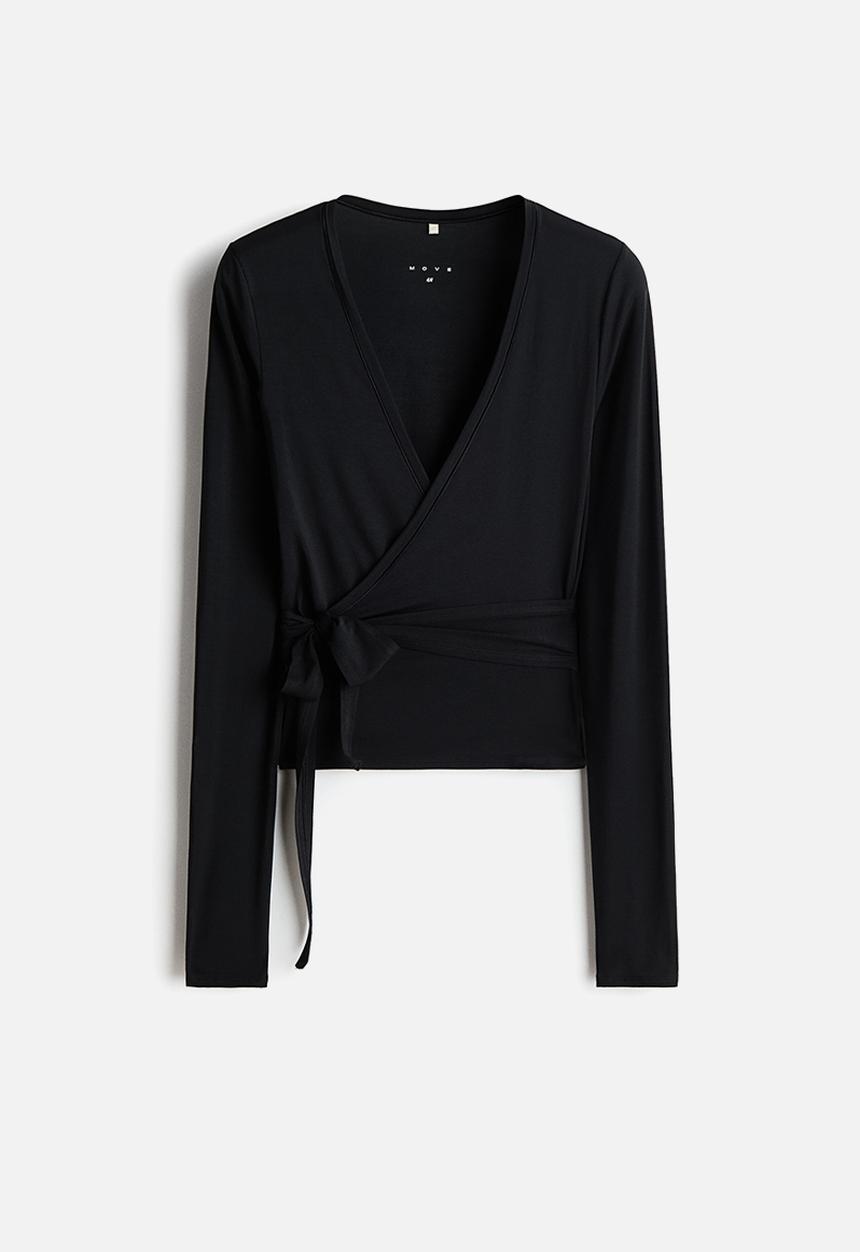 H&M - Sports wrap top in modal - black