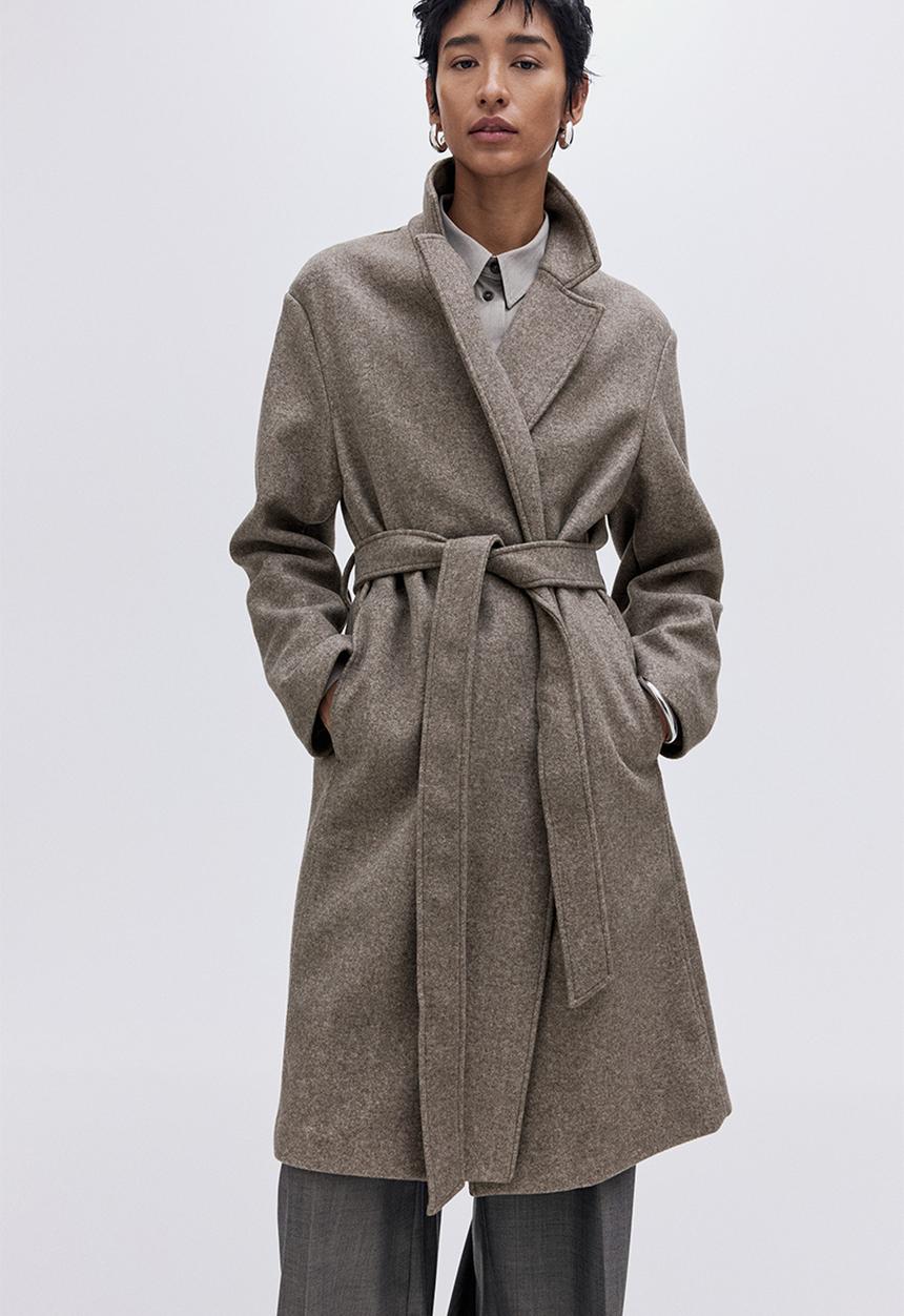 H&M - Tie-belt coat - light beige
