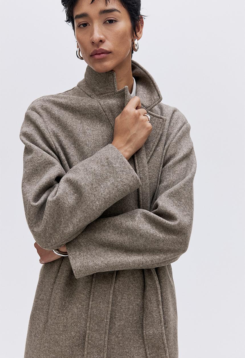 H&M - Tie-belt coat - light beige