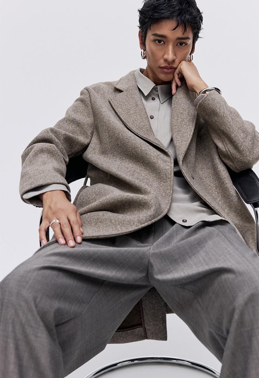 H&M - Tie-belt coat - light beige