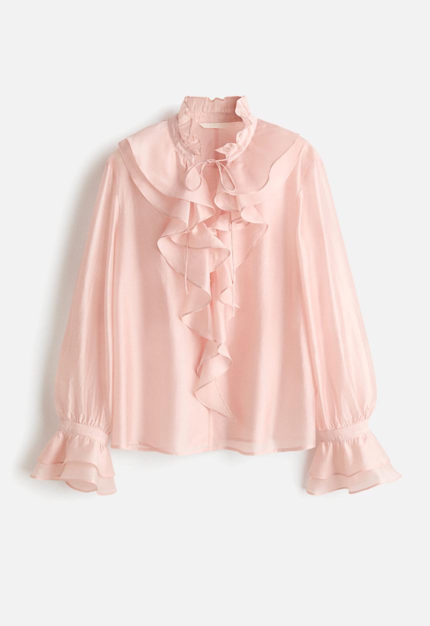 H&M - Flounced blouse - light peach pink